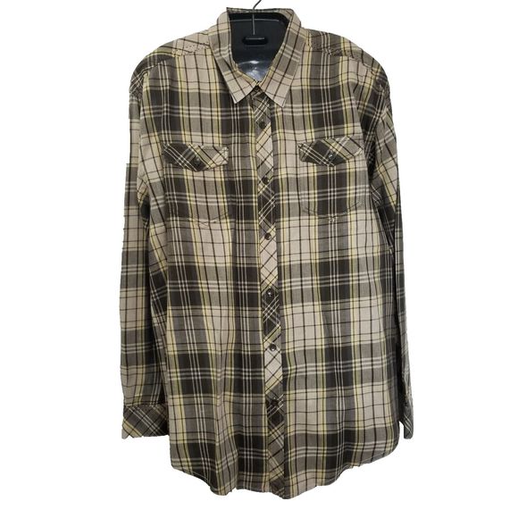 Method Button Down Shirt Mens Size XXL Tan Plaid - Picture 3 of 16